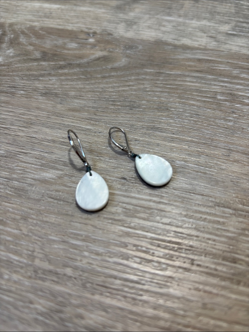 3/$10💕 Abalone Mosaic Teardrop Earrings - Iridescent Green Sterling Silver - Picture 2 of 2